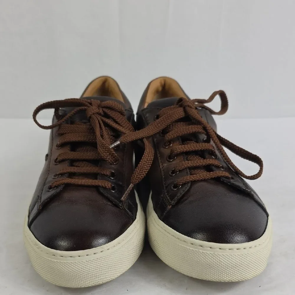 Santoni Napa Brown‎ Leather Low Top Men's Shoes.